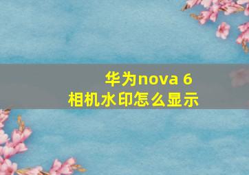 华为nova 6相机水印怎么显示